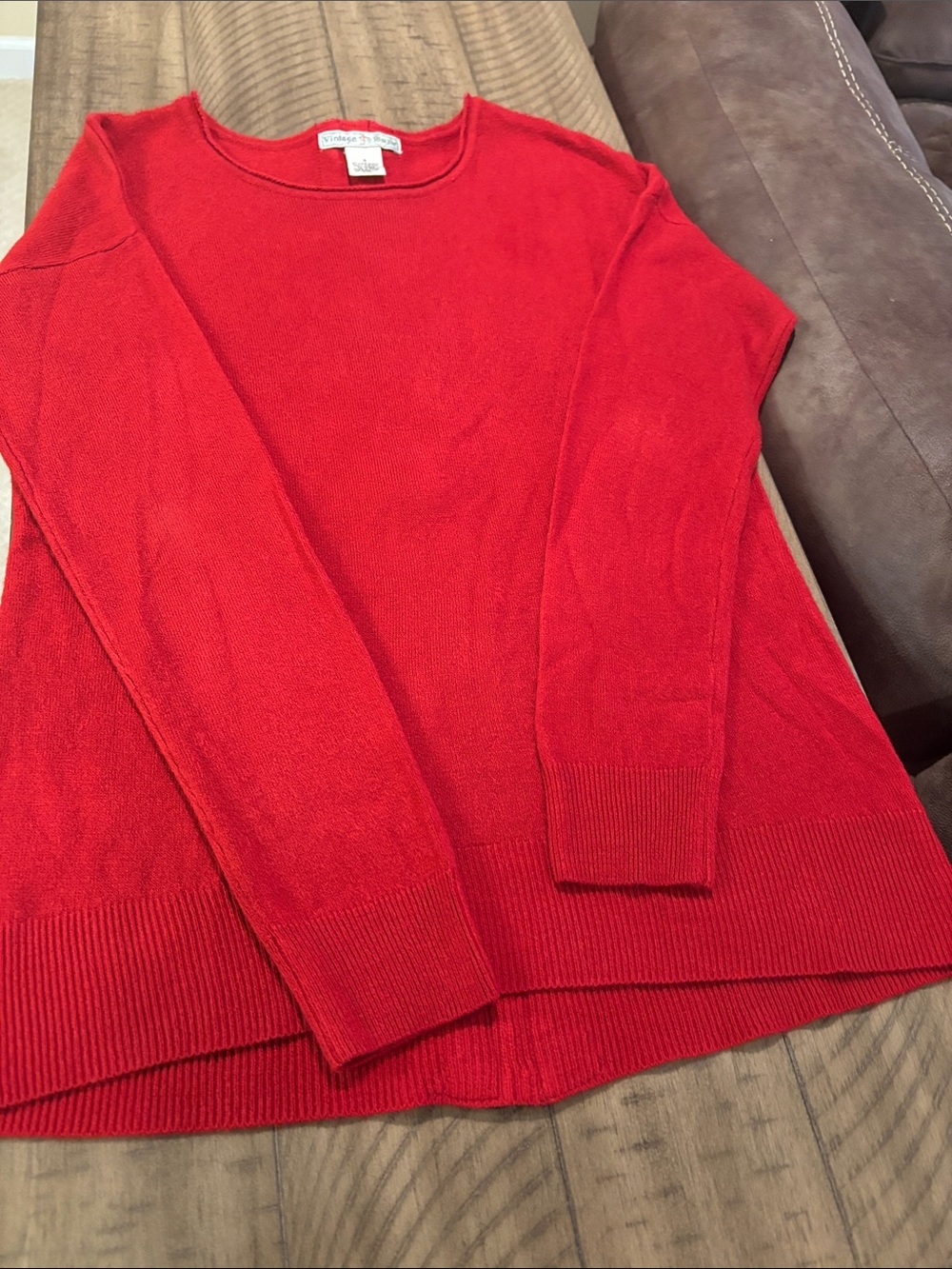 Vintage Red Crewneck Knit Top